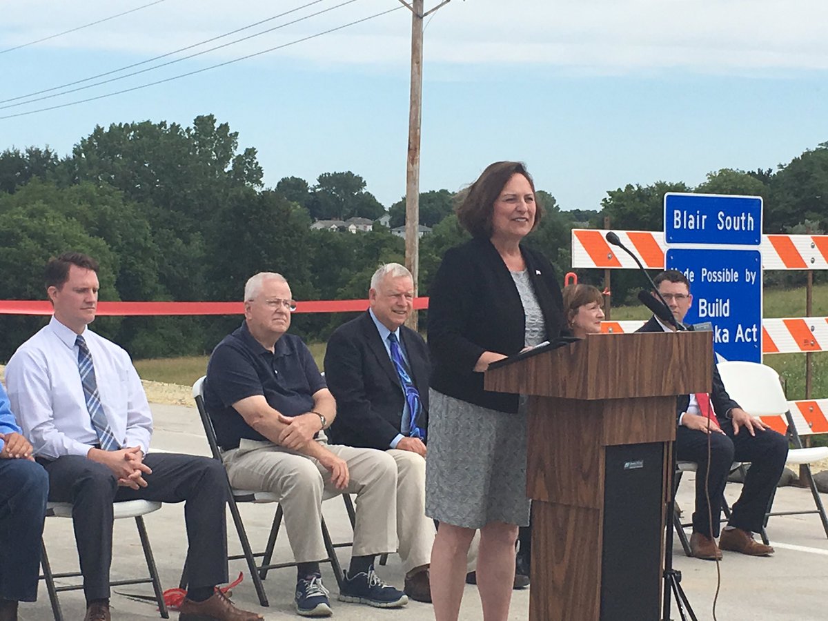 SenatorFischer's tweet photo. Proud to at ribbon cutting for Hwy 133 in Blair made possible by the Build Nebraska Act. #LoveMyRoads #LB84 #BuildNE https://t.co/ynXBBLYxG6