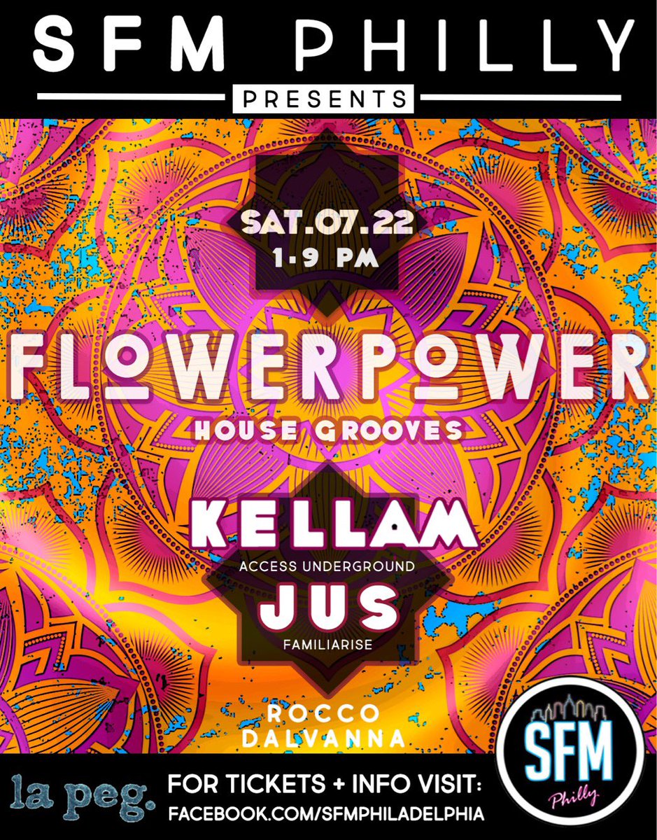 SFMPhilly's tweet photo. Mark your calendar!
#lapeg
#sfmphilly
#philadelphia
#flowerpower
#deephouse
#techhouse
#itsallabouthousemusic
#daytimeparty
#kellam #jus https://t.co/HS6S10SYOk