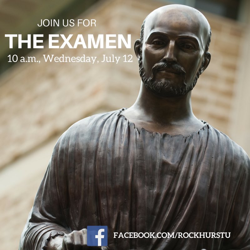 RockhurstU's tweet photo. Need a reflection and discernment fix? Visit our Facebook @10 a.m. on Wed., 7/12 as Cindy from @RUCampMinistry leads an Examen prayer live! https://t.co/2WNrfAMlOI