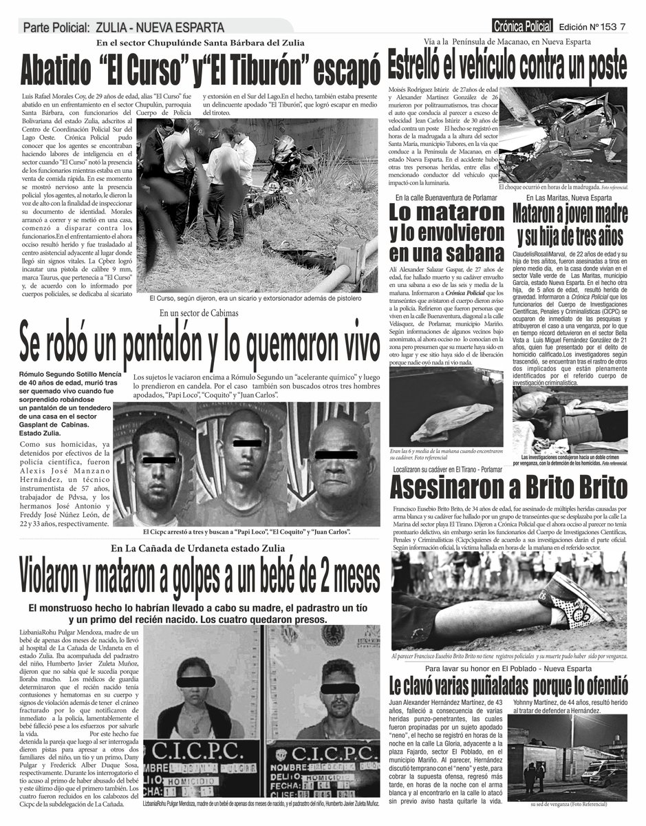 CronicaV's tweet photo. Entérese de los sucesos de mayor relevancia en Venezuela, compre Crónica Policial  por solo Bs 1.000 en su kiosco de confianza https://t.co/xvsdKSK8VA