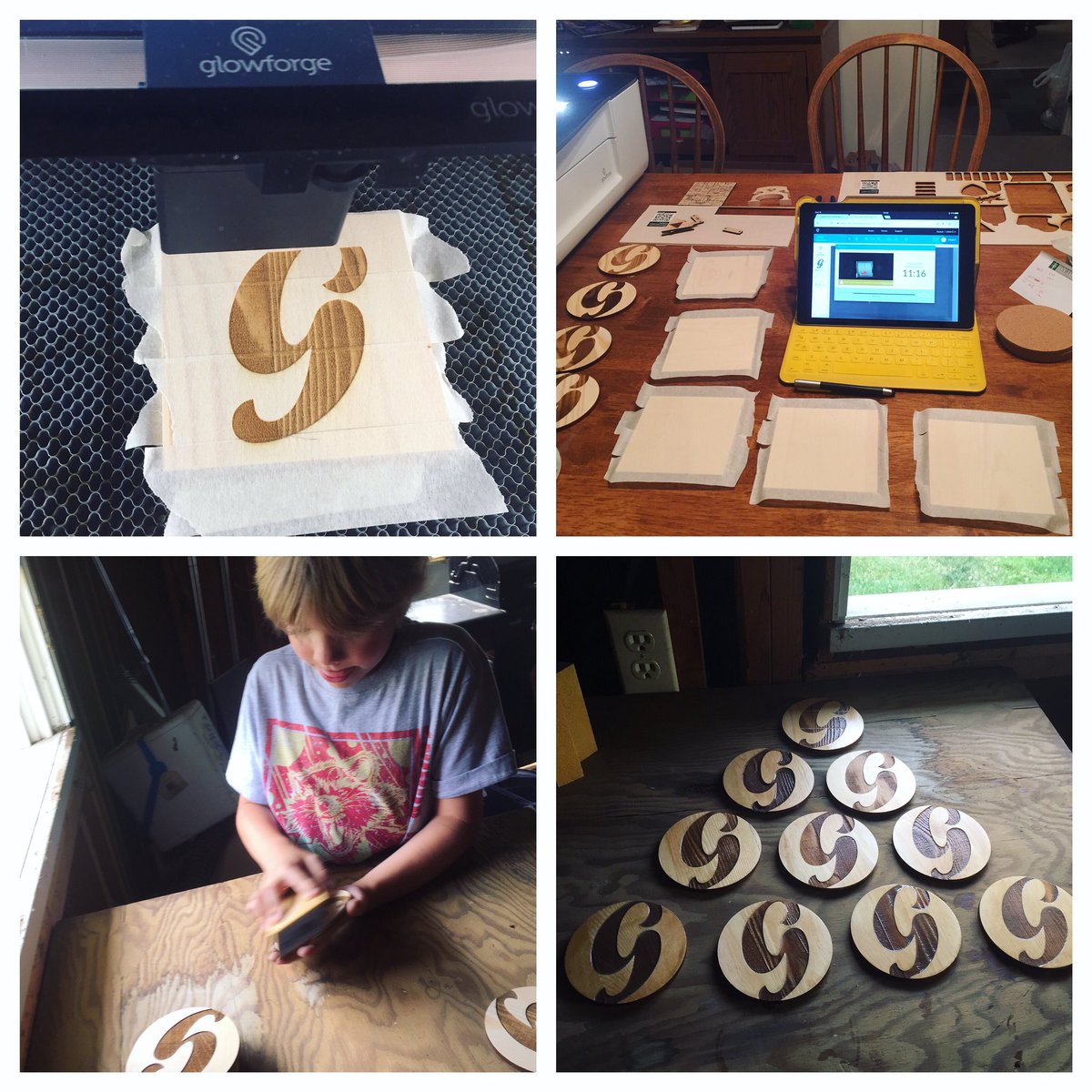 jamingaroutte's tweet photo. Made branded coasters for our ministry team. Haven't done a woodworking project in 20yrs!Turned out well. @glowforge #sugargo #laser https://t.co/rS9KjhGz8R
