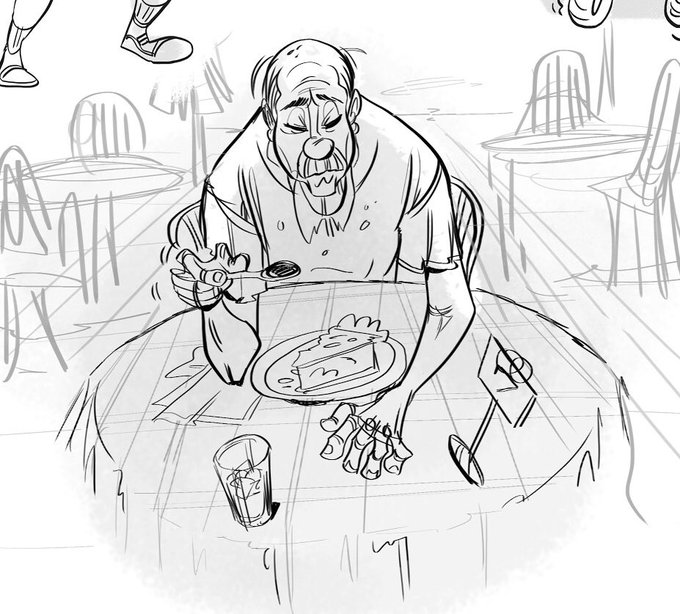 Lonely diner @ aroma. digital sketchin 