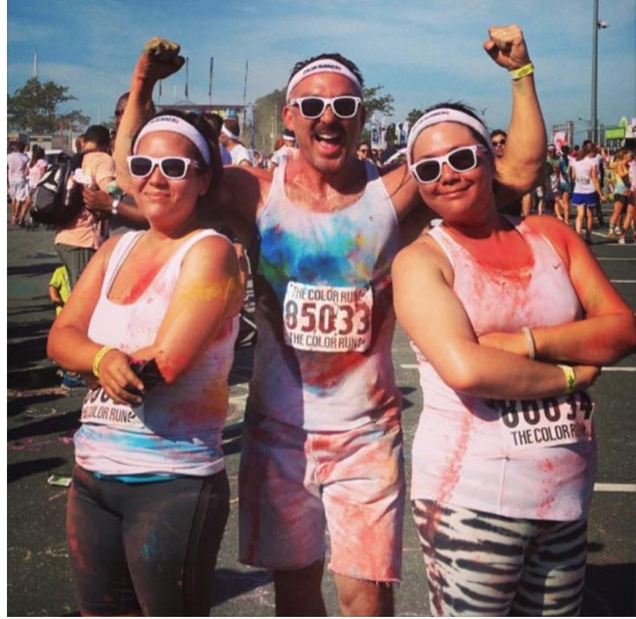 That time when Carl Byrd, Lilly Chu and Karen Rinaldi did the #ColorRun!! Mood for the entire weekend!! #FlashBackFriday !!