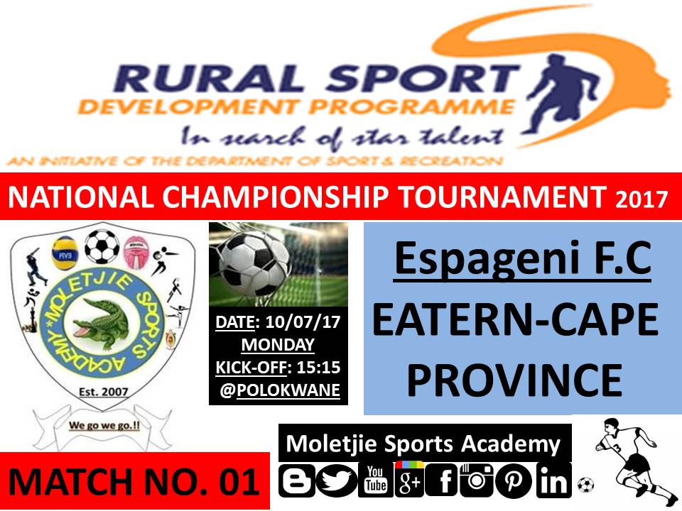 MoletjieSports's tweet photo. FIXTURE
#U13LadiesSoccer
Match No 01
National Championship Tournament 2017
#RuralSportDevelopmentProgramme
Limpopo vs Eastern Cape
#Moletjie https://t.co/JqC5SaRp6h
