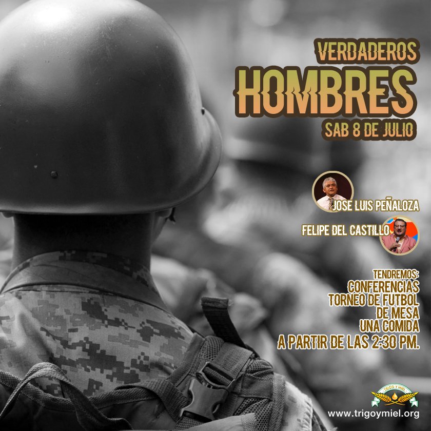 TrigoyMielLeon's tweet photo. VERDADEROS HOMBRES
Sáb. 8 de Julio
2:30 pm.
Conferencistas: #JoséLuisPeñaloza y #FelipeDelCastillo https://t.co/KQtnhKvgiI