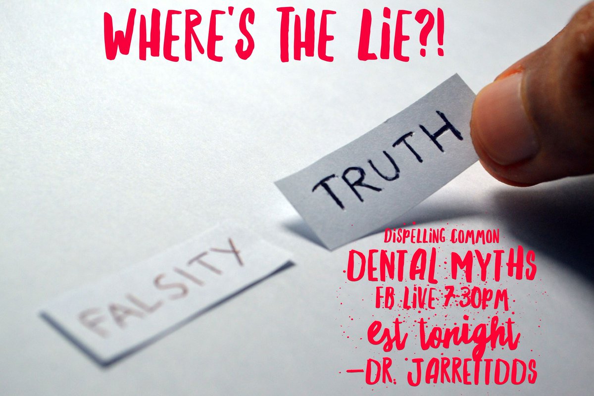 DrJarrett_DDS's tweet photo. I'm dispelling a few common "dental myths" tonight at 7:30pm est. Join me hereππ½ https://t.co/akCCzMCGl5 #askDrJarrett #FlossingFridays https://t.co/RRUMyyn5WV