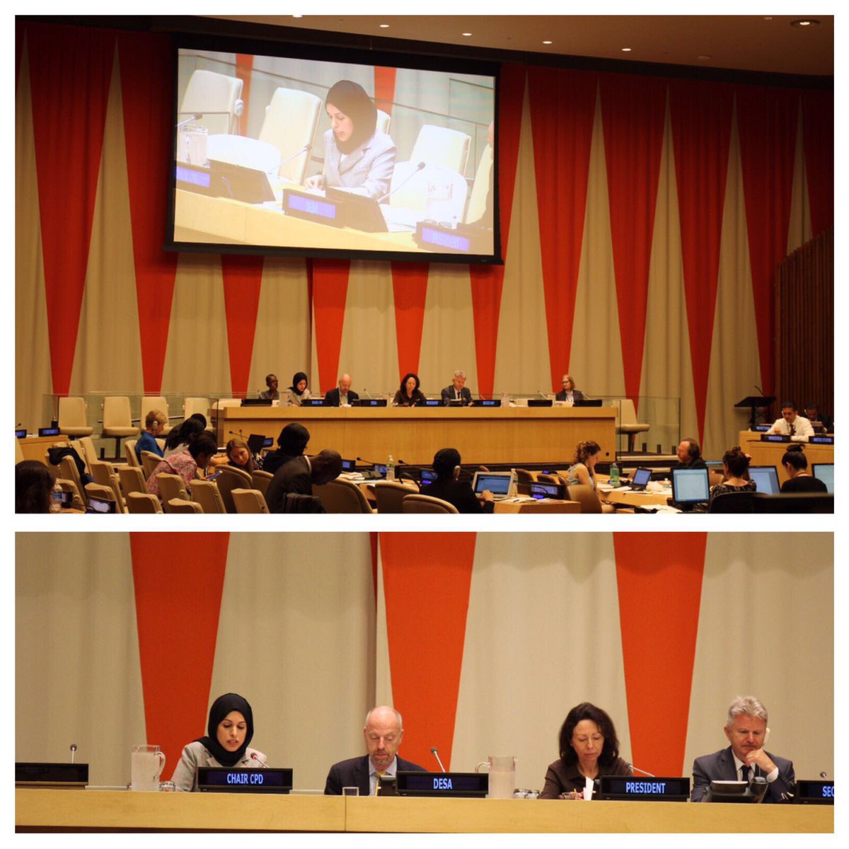 AmbAlyaAlThani's tweet photo. Presenting 2day at Ecosoc the CPD Com Report as Chairperson of the 50th session of the Commission on Population and Development #CPD50 https://t.co/i6qIveZfsC