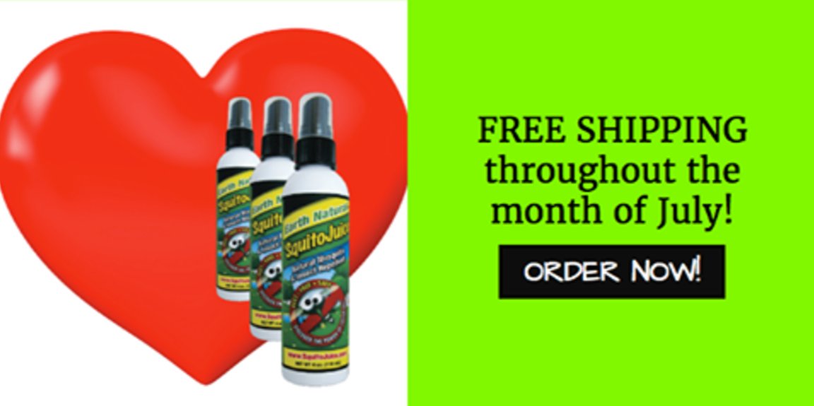 SquitoJuice's tweet photo. FREE SHIPPING thru July! Repel #mosquitoes naturally! Order @SquitoJuice at https://t.co/cbHpTZVVEl #repellent https://t.co/vbNHFwjZ2e
