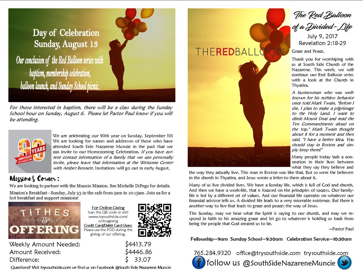 SSNazMuncie's tweet photo. #weeklybulletin #SouthSideNazMuncie #theRedBalloon #DividedLife https://t.co/ouXoIEYke9