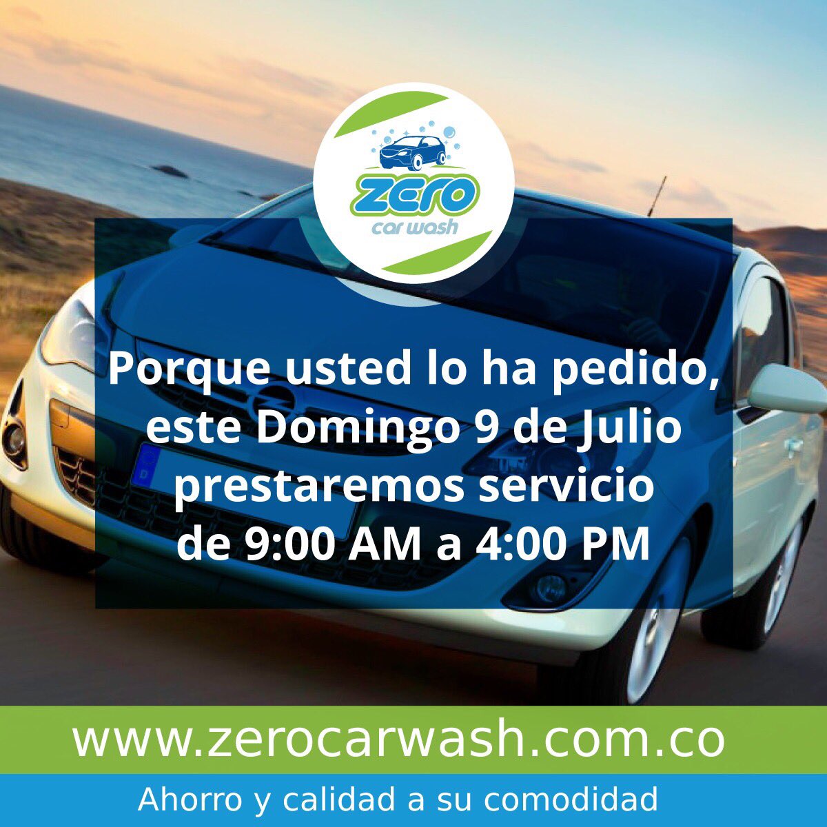 zerocarwash's tweet photo. ¿Quieres limpiar tu vehículo este domingo? Reserva ya 3176409199 https://t.co/M4NnOJDOQ7