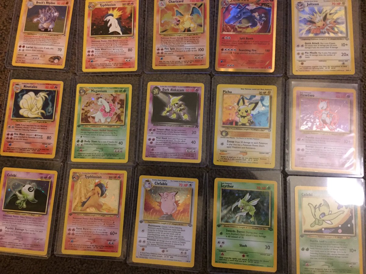 JAerogenic's tweet photo. Who would buy these mint cards ? @_PokemonCards_ @SteelScizor @PokemonCardsCol I have a lot more also .im putting them on eBay https://t.co/kqXqfraG9P