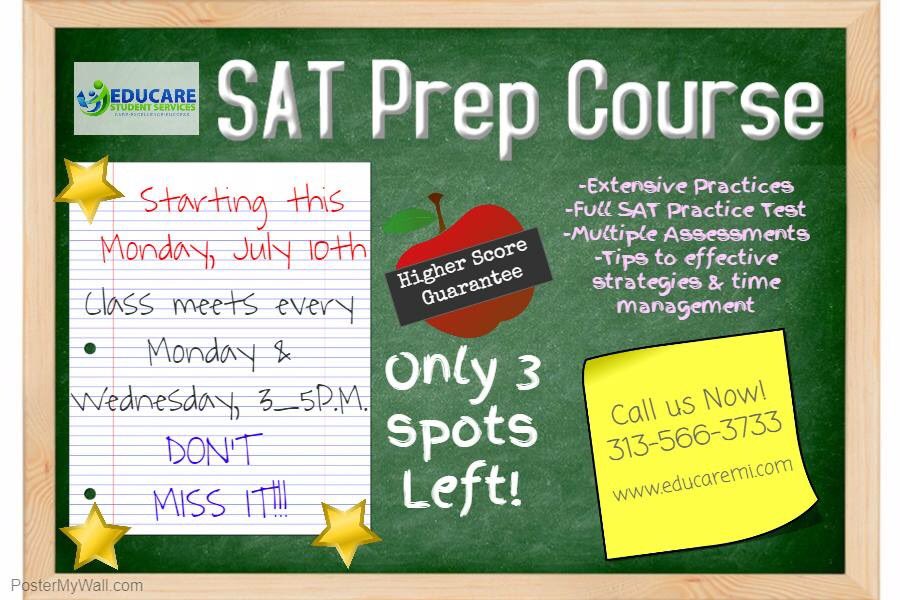educaremi1's tweet photo. Don't wait! Reserve your sport now! 313-566-3733 (Link to register: https://t.co/JmPxvZd2HC) #SAT #highschool #higherscore #Educaremi https://t.co/mFNBwuQ8Yu