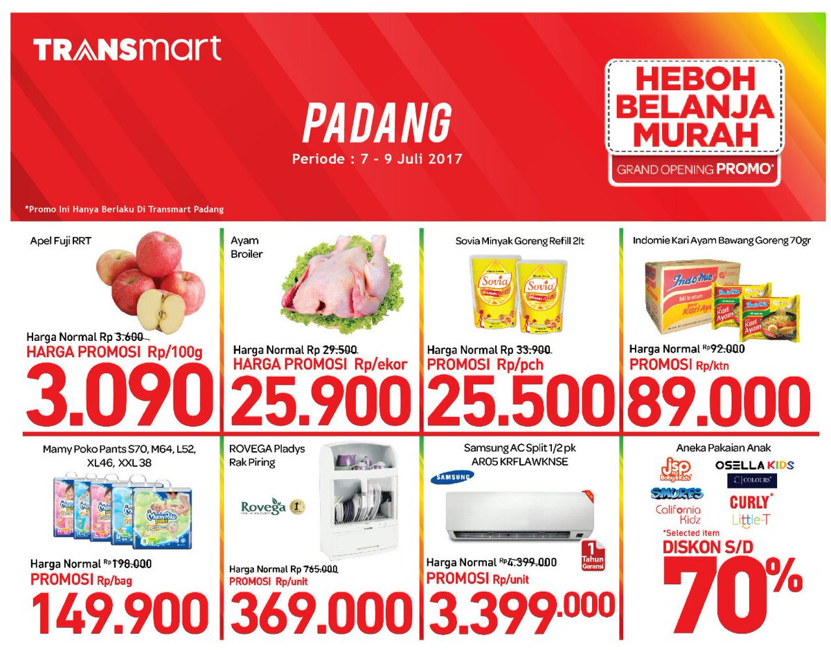 Transmart_IND's tweet photo. Promo Seru Toko Baru #TransmartPadang. Ayo stok kebutuhan harian sekarang.. Klik https://t.co/tzFTpE3lZe https://t.co/d9hBZrz64v