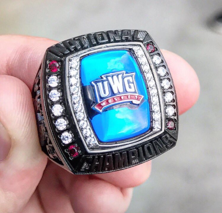 UWGCheer's tweet photo. And here they are! The 2017 National Championship rings! We love them! Thank you so much @BalfourConnect 💍🐺 https://t.co/vf6bWUm0rQ