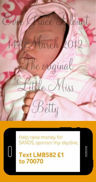 I'm SKYDIVING for <a href="/SandsUK/">Sands - baby loss charity 💜🧡</a> please sponsor me. justgiving.com/little-miss-be… doing it for Evie and all in Heavens nursery x x x