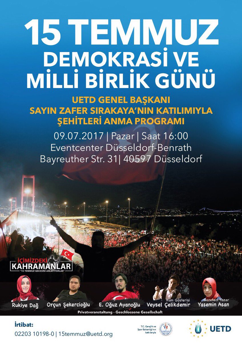 Köln Etkinliğimiz Düsseldorf şehrine kaydırılmıştır.9 Temmuz Pazar Düsseldorf da!