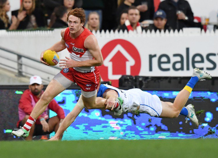 THRASHING: <a href="/sydneyswans/">Sydney Swans</a> move back into the top eight after demolishing <a href="/GoldCoastSUNS/">Gold Coast Suns</a> 17.16 (118) – 7.9 (51) at the SCG #AFL