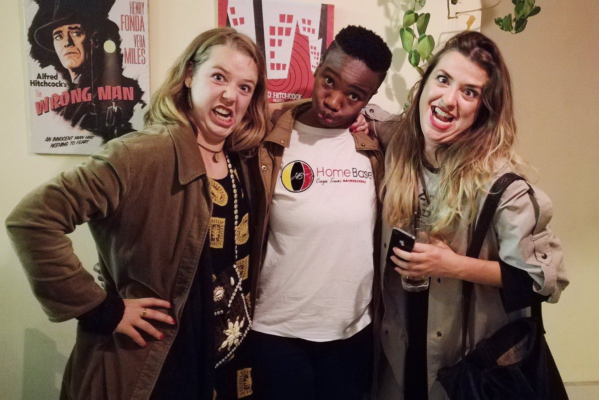 HomeBase_CPT's tweet photo. Our chef, Zine, getting all weird with guests Lola and Ibi for #TeamHomeBaseCT ❤ #Travel #Backpacking #CapeTown #Hostel #Africa #RooftopBar https://t.co/M9RhsQM0Tw