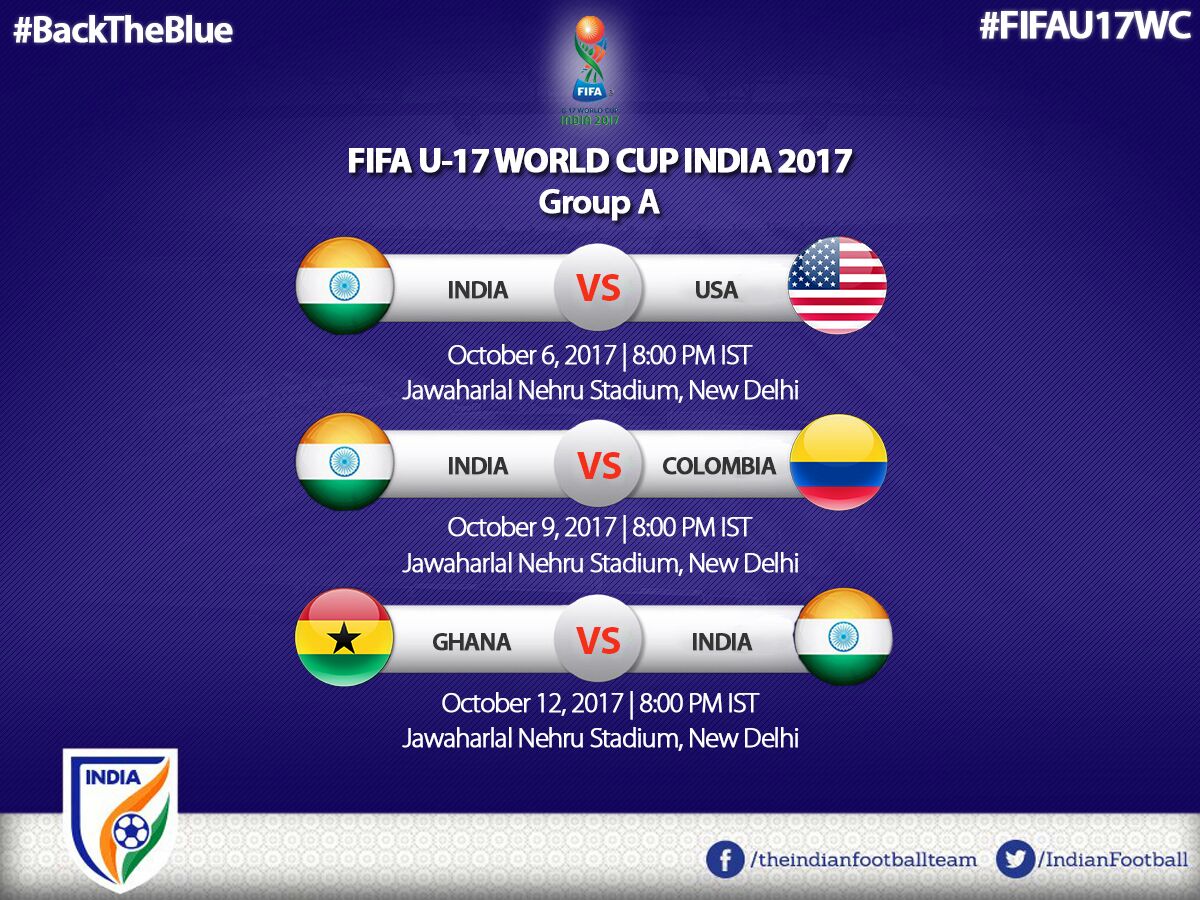 IndianFootball's tweet photo. Block your dates. Be a part of history when our boys come out to confront the world. #FIFAU17WC #BackTheBlue #FootballTakesOver https://t.co/RDaarrXN4c