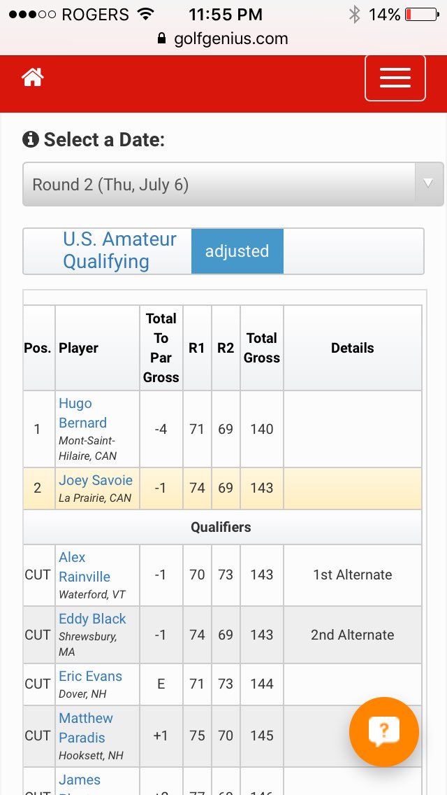 Congrats @Hbernard63 @TheGolfCanada on winning his <a href="/USGA/">USGA</a> Am qualifying. Also to Joey Savoie and Chris Crisologo (1st) for qualifying. 👊🏻🇨🇦