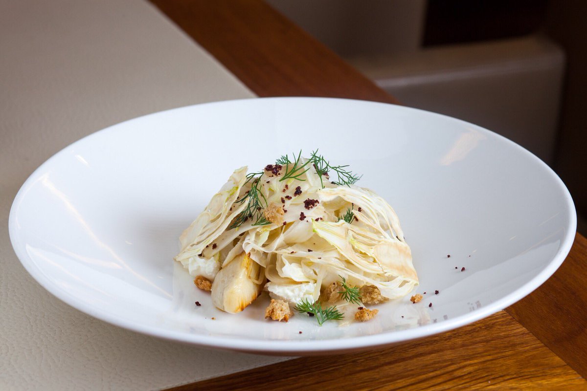 Tastes and textures of fennel with feta, olives and croutons at #rockpoolbarandgrill #perth.