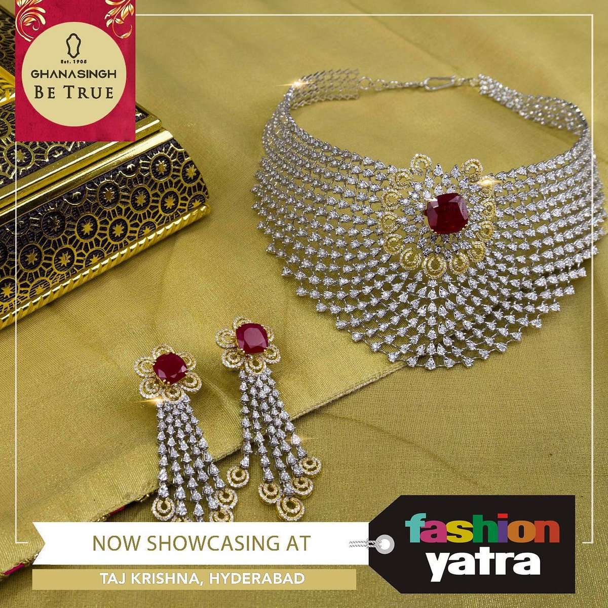 GBTBeTrue's tweet photo. Get your hands on the finest creations by  GBT! 
We await your presence at Fashion Yatra, Hyderabad #luxurywears #Jewellery #Grace #Timeless https://t.co/JcIMVNOalR