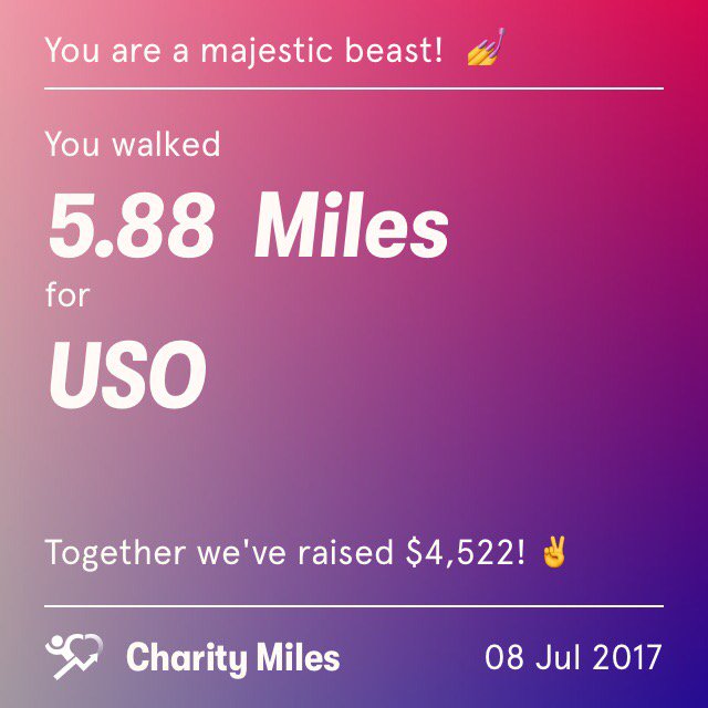 A_Wiley_One's tweet photo. 5.9 @CharityMiles for @the_USO. Thx2 #JNJ &amp; #DonateAPhoto. #CareUnited https://t.co/ouGDe723TC https://t.co/GEykYD6Ngm