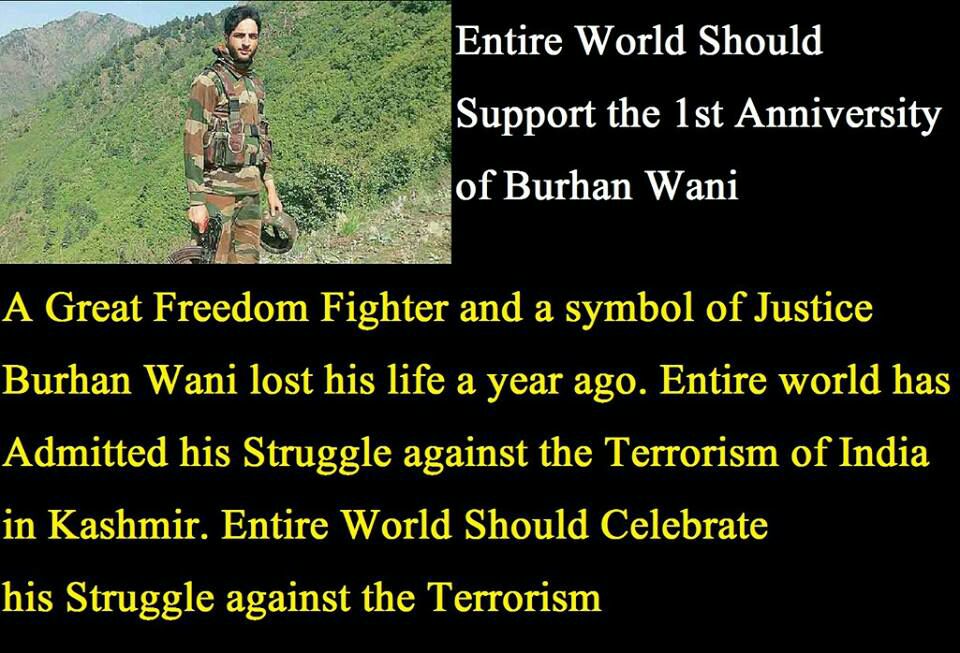 FarhanKVirk's tweet image. #BurhanWani Today is the day Kashmir lost a hero who gave up his life but fought to bring justice to Kashmir