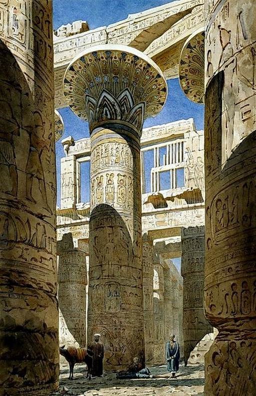 artinsociety's tweet photo. English architect, author &amp; watercolourist Richard Phene Spiers records his visit to Great Hall of Columns Luxor 1866 https://t.co/6BSmRhVQ5d