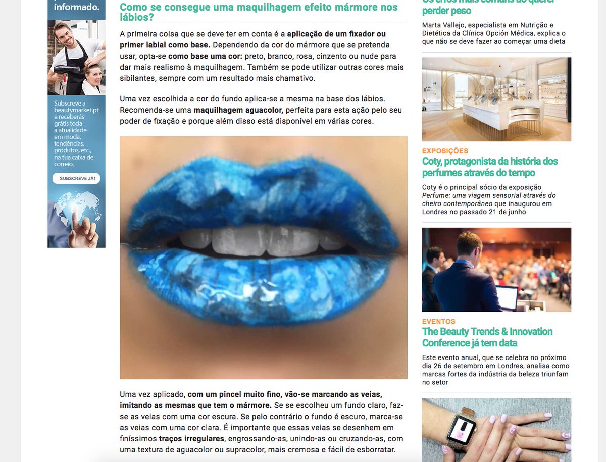 epcomunicacion's tweet photo. Revista portuguesa @beautymarket_pt destaca fantásticas creaciones alumnas de #EscuelaMaquillaje de @asocmaquilla con #MakeUp #MarbleLips https://t.co/6J7oJpOJ1S