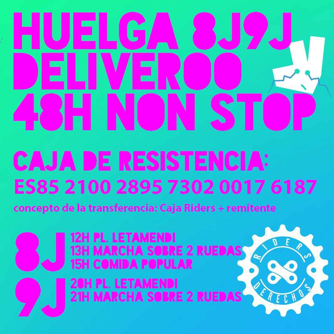 Nefelopode's tweet photo. @ridersxderechos en #HuelgaDeliveroo 8J + 9J xq #DeliverooExplota #NoCompres #NoVendas #NoExplotes https://t.co/33na0Ahr3j
