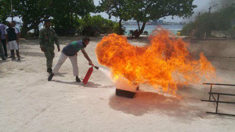 CustomsMv's tweet photo. #happeningnow Our officers taking part in the practical sessions of the Fire &amp; Rescue Awareness Program organized by @MNDF_Official https://t.co/NJJQSLNFby