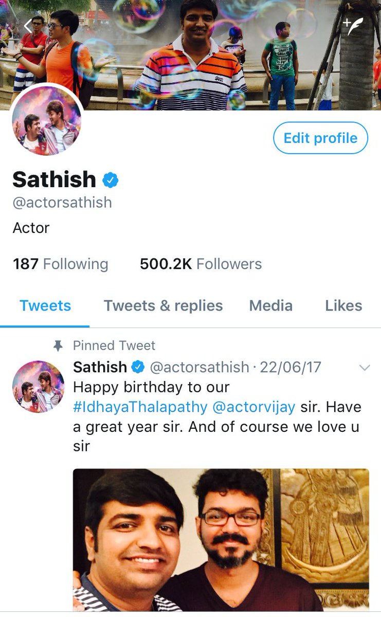 actorsathish's tweet photo. Thanks for this #HalfMillionHearts❤️❤️❤️ Nandri Annan Thambigal Akka Thangaigal Matrum Nanbargale🙏🙏🙏 https://t.co/KyKD4VzIH0
