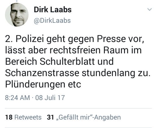 strassentalk's tweet image. Die Gedanken von @DirkLaabs ordnen das gestrige Geschehen in der #Schanze in meinen Augen sehr gut ein. #NoG20 #nog20hh #G20