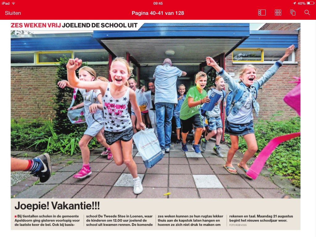 Leuke foto in de Stentor, fijne vakantie allemaal.