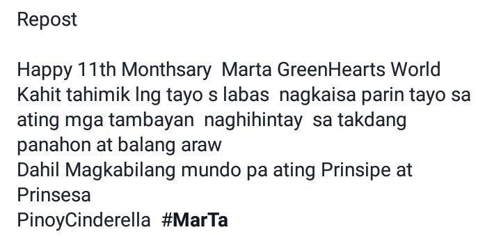 jecel_11's tweet photo. Happy11thMonthsary MARTA @itsmeMarcoG @RitaGaviola13  Greenhearts World https://t.co/tlFjuUep7K