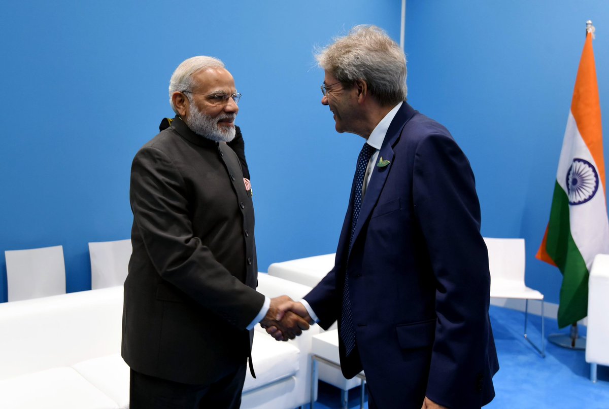  PM Narendra Modi meets PM Paolo Gentiloni of Italy