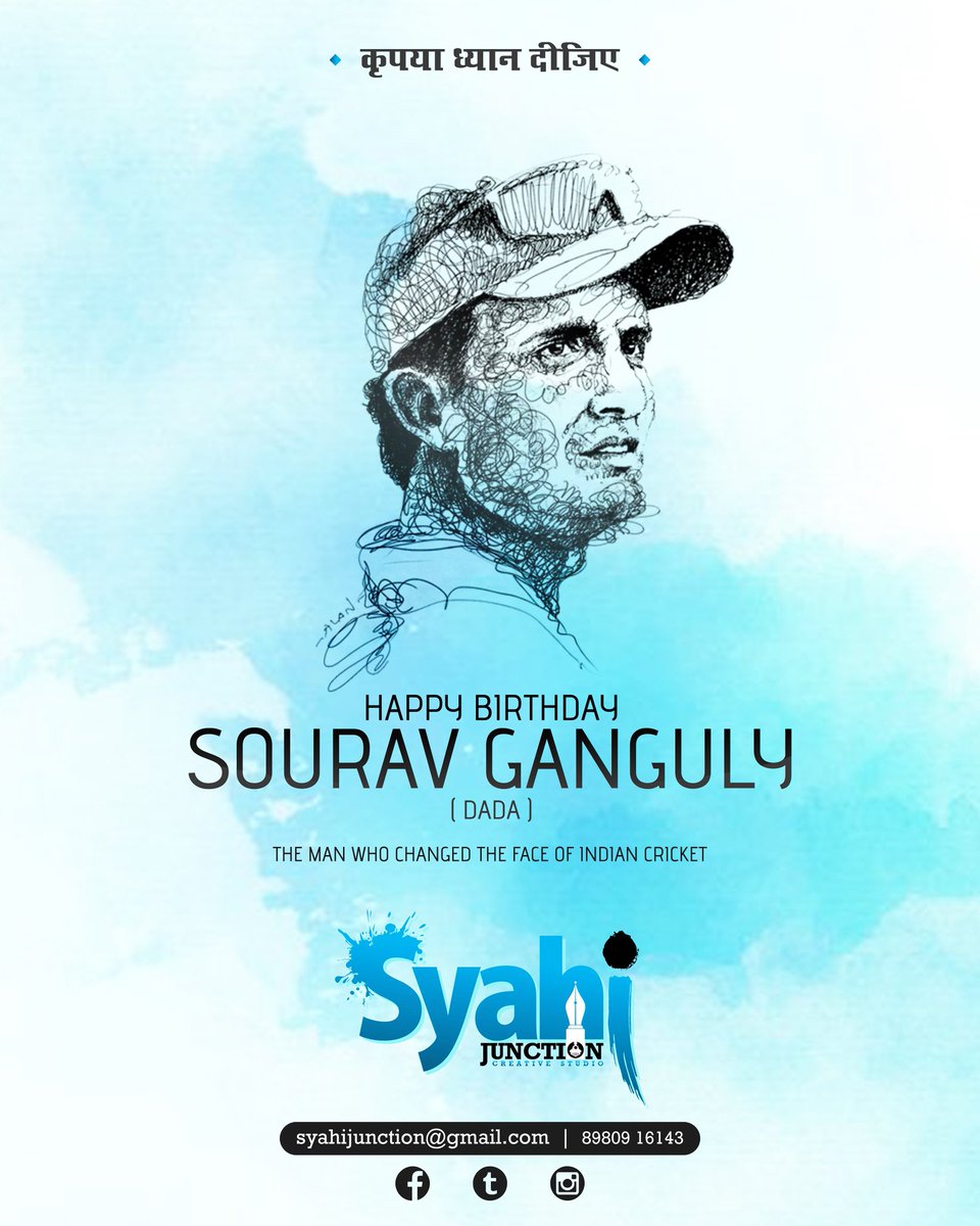 SyahiJunction's tweet photo. Happy Birthday @BCCI @SGanguly99 
SOURAV GANGULY (DADA)
The man who changed the face of Indian Cricket.
#HappyBirthdayDada #SyahiJunction https://t.co/LTKIg5mvf1