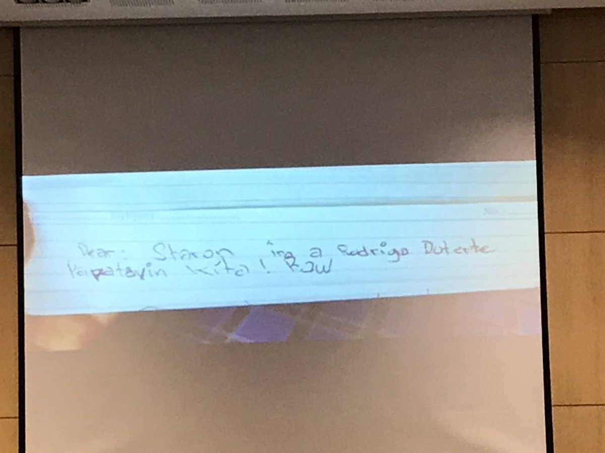 sierramaeparaan's tweet image. In @AlabGuro #TeachTalks: Teacher Sabs Ongkiko share a note made by a student. Note received by a bullied kid