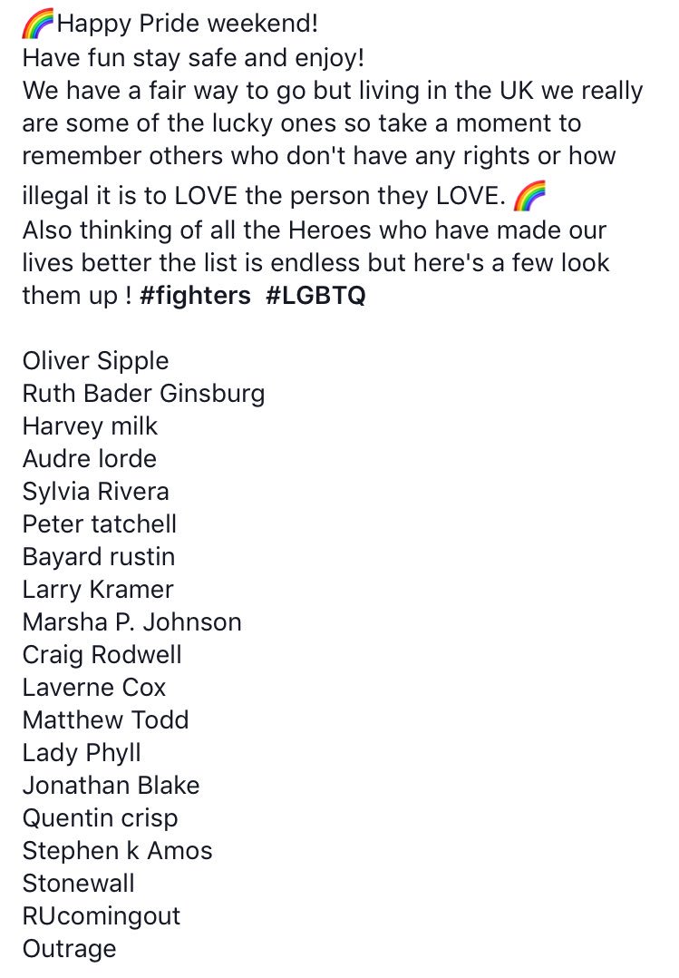 adrianhansel's tweet photo. Happy Pride weekend ! Let's remember WHY! @LondonLGBTPride @BritLGBTAwards #londonpride2017 #PrideRoleModels
@rucomingout https://t.co/OLsELHREY4