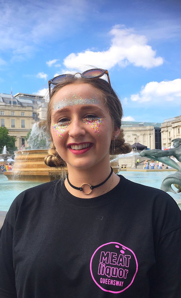 GlitterTitsLdn's tweet photo. The @MEATLiquor crew glittered-up by the @GlitterTitsLdn team in #TrafSq for @LondonLGBTPride Day!
#lovehappenshere #PrideinLondon #pride https://t.co/Zis1OSMNqj