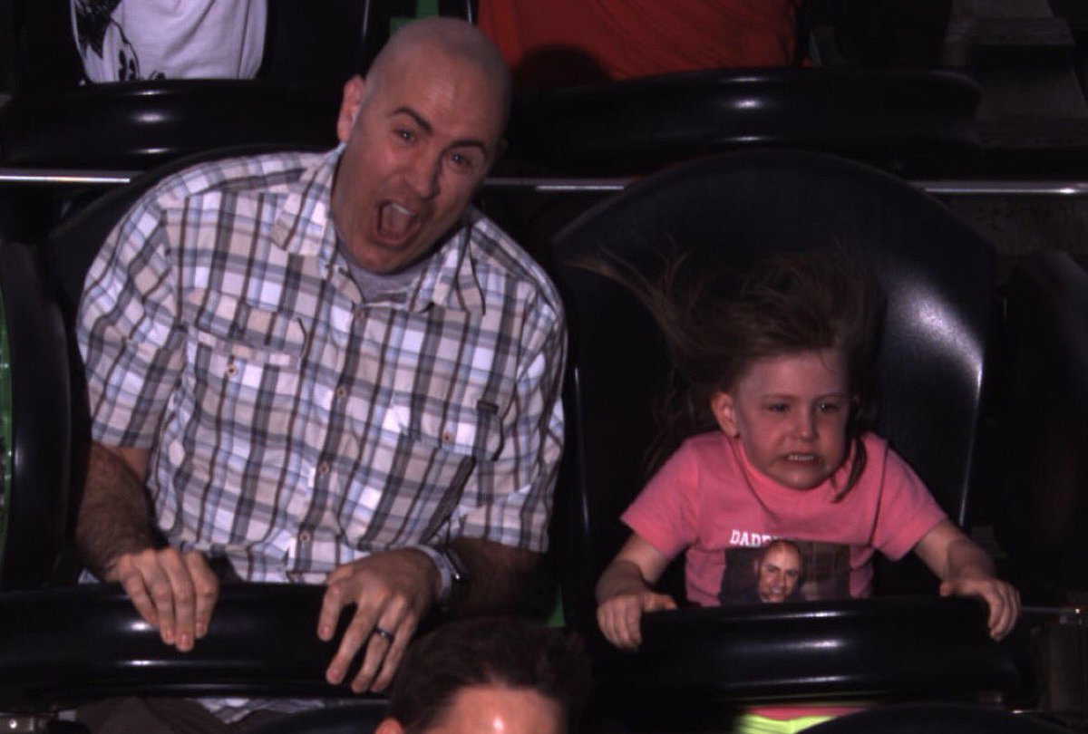 rbwestrick's tweet photo. Katie claims to have enjoyed these rides @StoryLandnh . . . but that face! #firstrollercoaster #brave https://t.co/40Vltz0km8