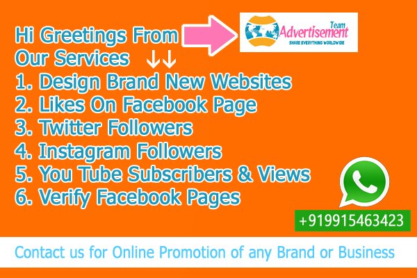 advertisement87's tweet photo. Hi Greetings From #AdvertisementTeam #OnlinePromotion #Followers #GrowYourBusiness #CarterPage #InstaFollowers #FacebookLikes #Kuwait #India https://t.co/27CmV9rlWe