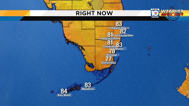 Another warm morning for #SouthFlorida. Current temps in the lower 80s. Highs today will reach the low 90s. #Flwx https://t.co/8IkwYuZoP6
