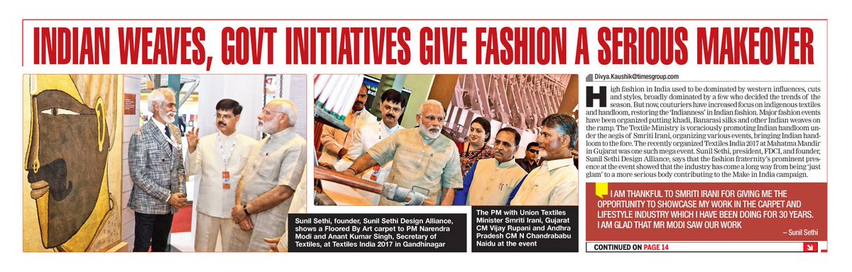 DelhiTimesTweet's tweet photo. Fashion is shedding its 'just glam' image and becoming a serious part of the textiles industry https://t.co/IRlyNYHgpx
#TextilesIndia2017 https://t.co/GXnWo2eD6b