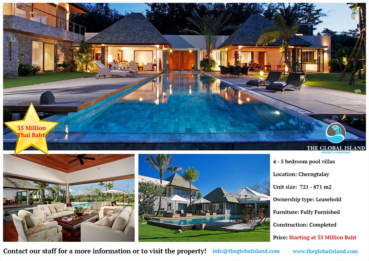 TheGlobalIsland's tweet photo. Leasehold 4-5 Bedrooms Pool Villas at Cherngtalay, Bang Tao. Contact us for more information at info@theglobalisland.com +66890753466 https://t.co/Un5woOpwiC