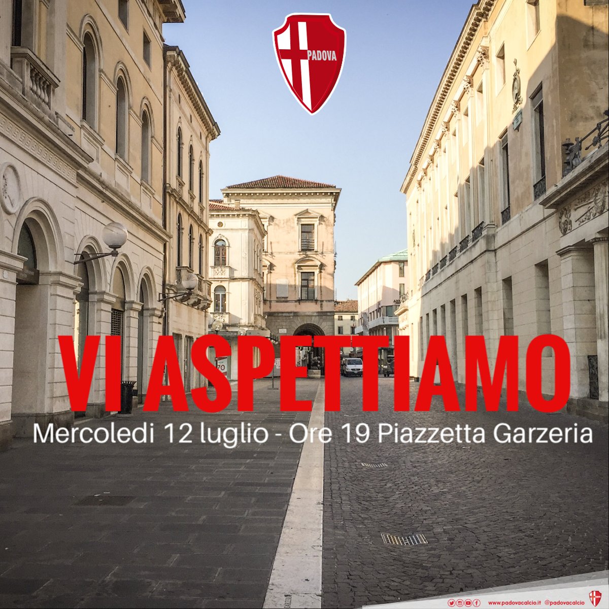 PadovaCalcio's tweet photo. #Padova vi vuole protagonisti dell’immagine campagna abbonamenti: Mercoledì 12 Luglio ore 19 in Piazzetta Garzeria 
https://t.co/aNOmQByd0T https://t.co/tsz1XfCmb0