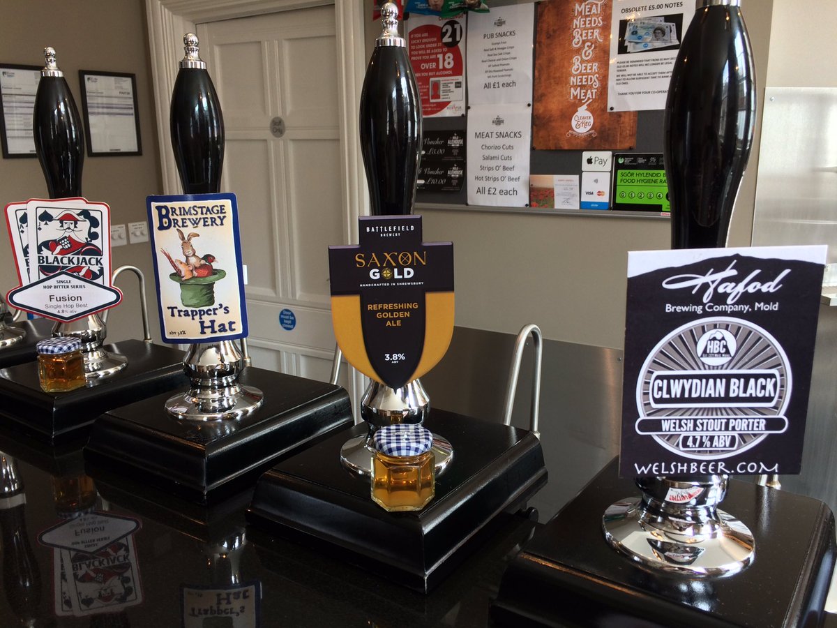 MoldAleHouse's tweet photo. Saturday from 2pm - Fusion Single hop @Blackjackbeers Trappers Hat @BrimstageBeer Saxon Gold @battlefieldchat Clwydian Black @hafodbrewery https://t.co/4QyWadjI05