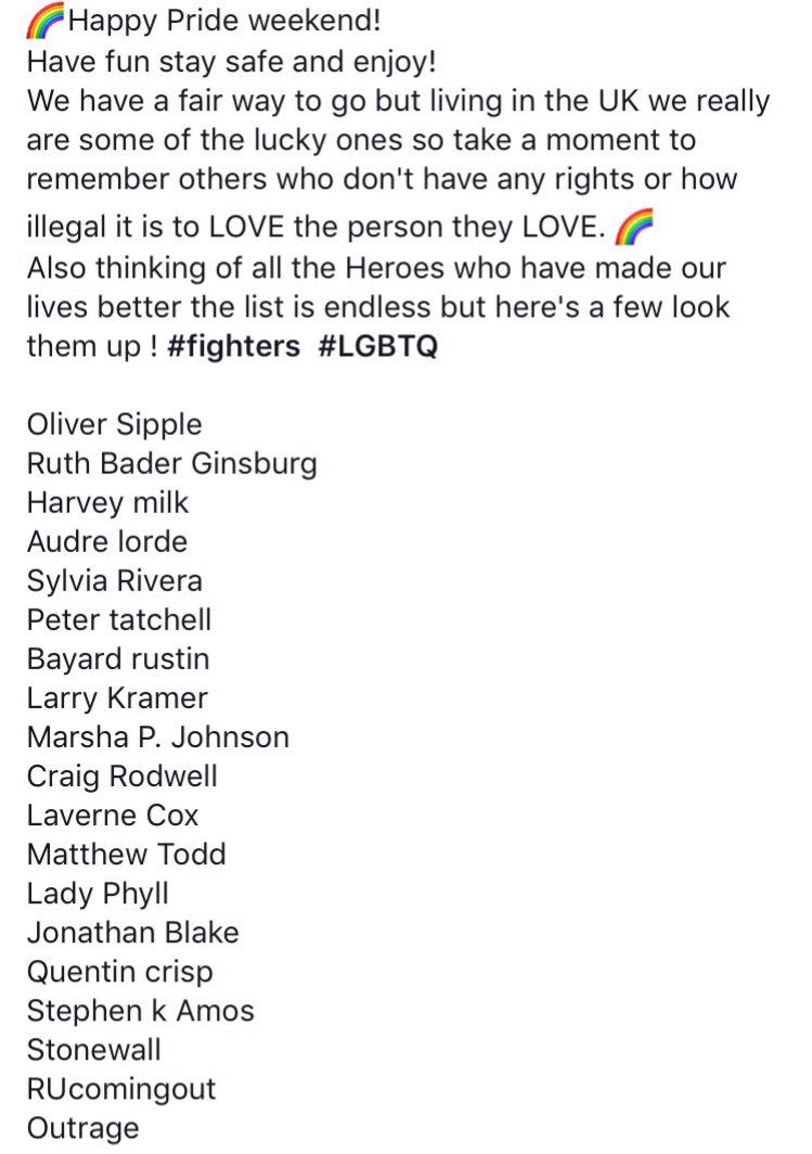 adrianhansel's tweet photo. Happy Pride weekend ! Let's remember WHY! @LondonLGBTPride @BritLGBTAwards #londonpride2017 #PrideRoleModels
@rucomingout https://t.co/7y3J64uNpc
