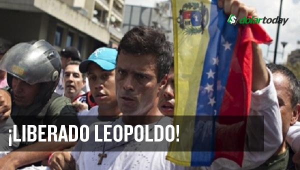 DolarToday's tweet photo. #URGENTE Liberado Leopoldo Lopez en la madrugada de hoy -► https://t.co/SYUpJatooc https://t.co/7LPI2ezzZb